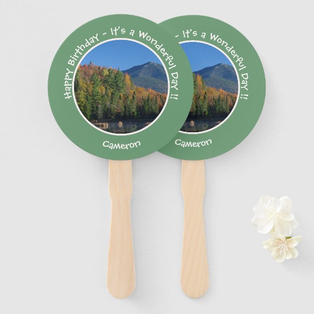 Whiteface Mountain, Adirondack Autumn Party Items Hand Fan (Front and Back)