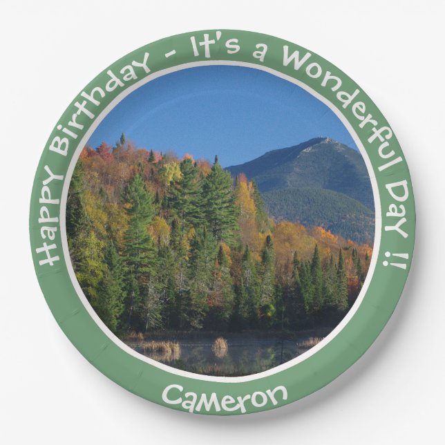 Whiteface Mountain, Adirondack Autumn Party Items Paper Plates (Front)