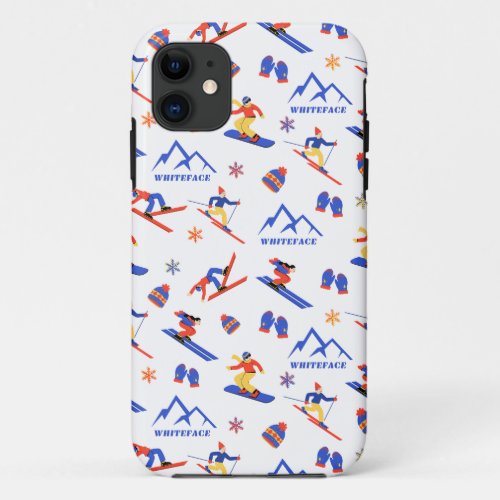 Whiteface Mountain New York Ski Snowboard Pattern iPhone 11 Case