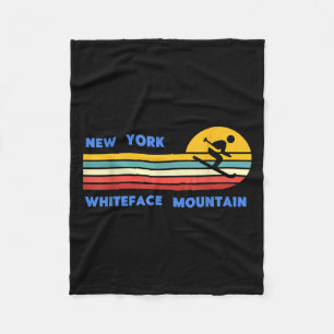 Whiteface Mountain New York Skiing Skier Ski Retro Fleece Blanket