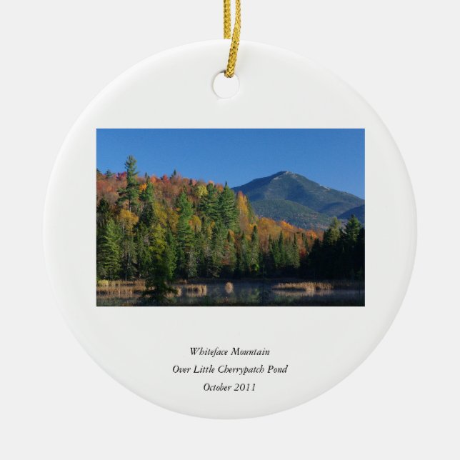 Whiteface Mountain over Little Cherrypatch Pond Ceramic Ornament (Front)