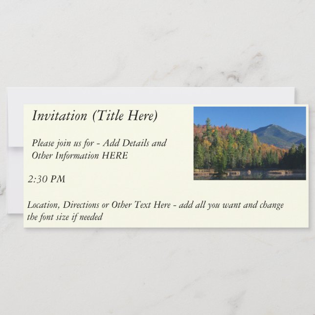 Whiteface Mountain over Little Cherrypatch Pond Invitation (Front)