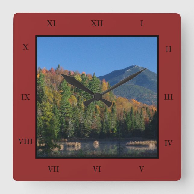Whiteface Mountain over Little Cherrypatch Pond Square Wall Clock (Front)