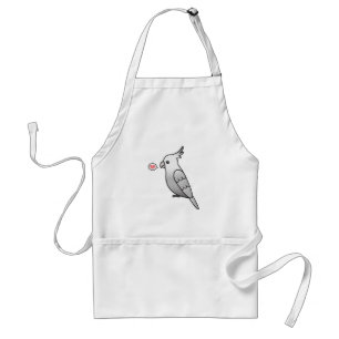 Whiteface Pearl Cartoon Cockatiel Parrot Bird Love Adult Apron
