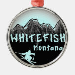 Whitefish Montana Artistic Skier Metal Ornament at Zazzle