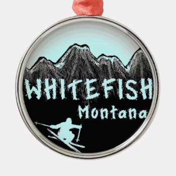 Whitefish Montana Artistic Skier Metal Ornament by ArtisticAttitude at Zazzle