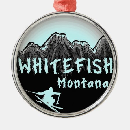 Whitefish Montana Artistic Skier Metal Ornament