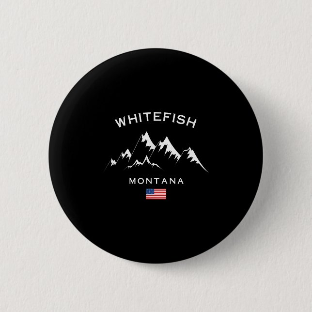 Whitefish Montana Ski Resort Rocky Mountains Skiin Button (Front)