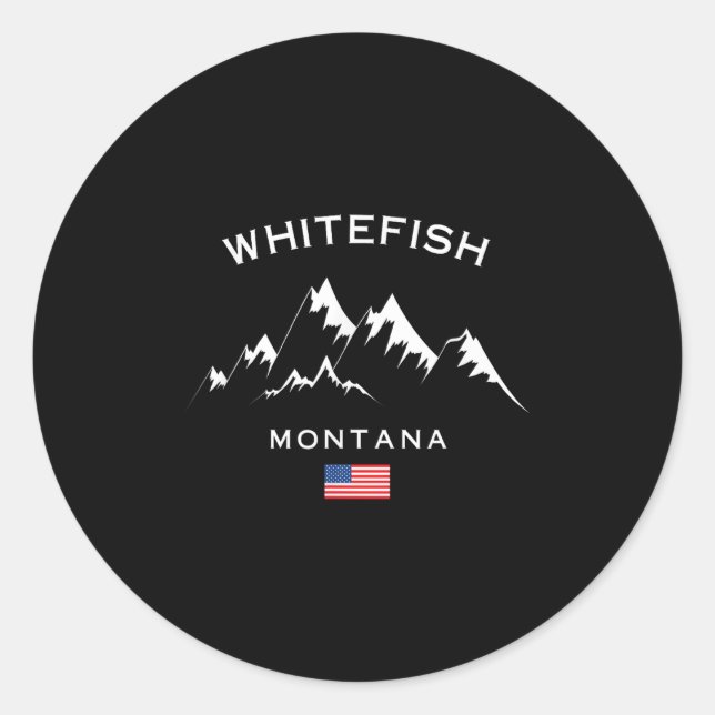 Whitefish Montana Ski Resort Rocky Mountains Skiin Classic Round Sticker (Front)