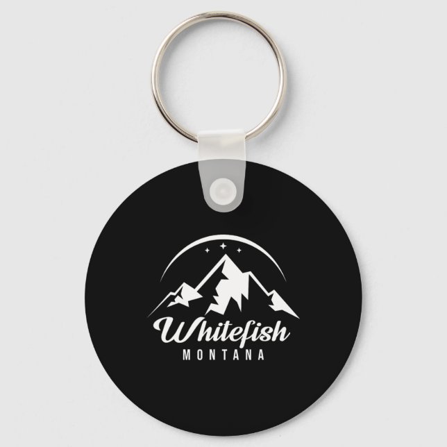 Whitefish Montana Ski Resort Skiing Snowboarding  Keychain (Front)