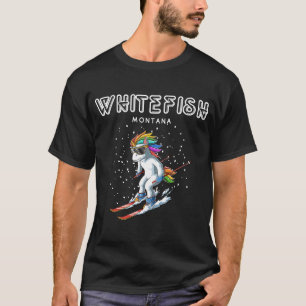 Whitefish Montana Unicorn USA Ski Resort 80s Retr T-Shirt