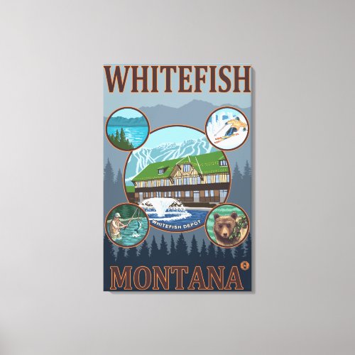 Whitefish MontanaScenic Travel Poster Canvas Print