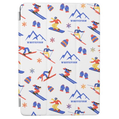 Whitefish Mountain Montana Ski Snowboard Pattern iPad Air Cover