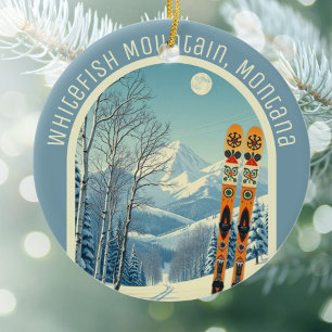 Whitefish Mountain Montana ski souvenir  Ceramic Ornament