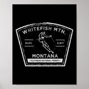 Whitefish Mountain Montana Snow Skiing Poster