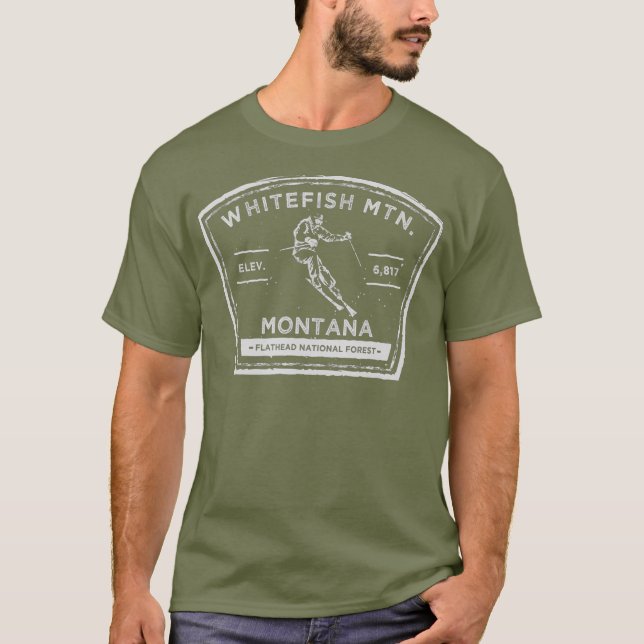 Whitefish Mountain Montana Snow Skiing T-Shirt (Front)