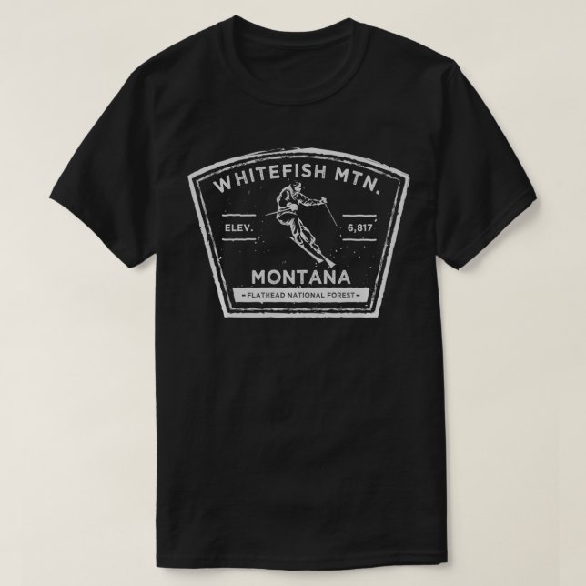 Whitefish Mountain Montana Snow Skiing  T-Shirt (Design Front)