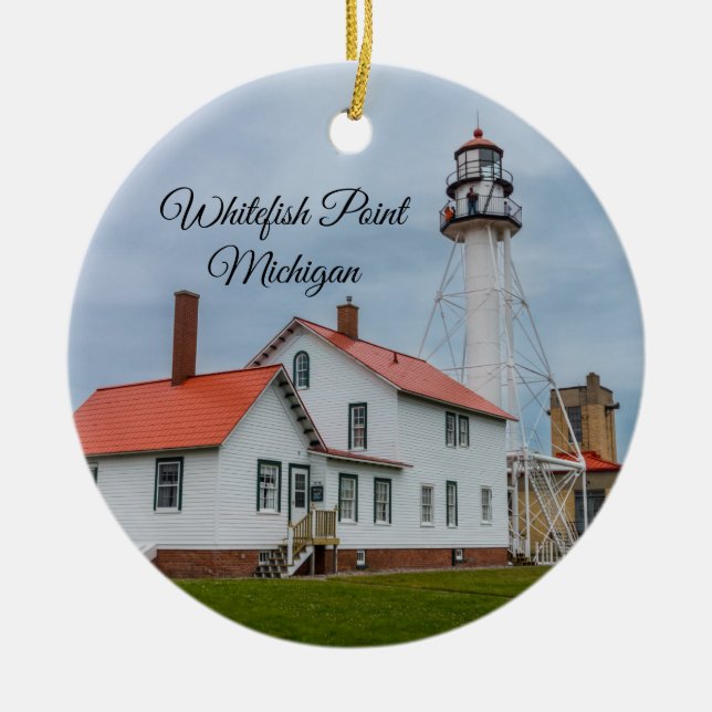 Whitefish Point Lighthouse Ceramic Ornament (Front)