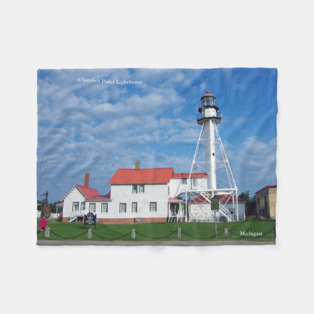 Whitefish Point Lighthouse fleece blanket (Front (Horizontal))