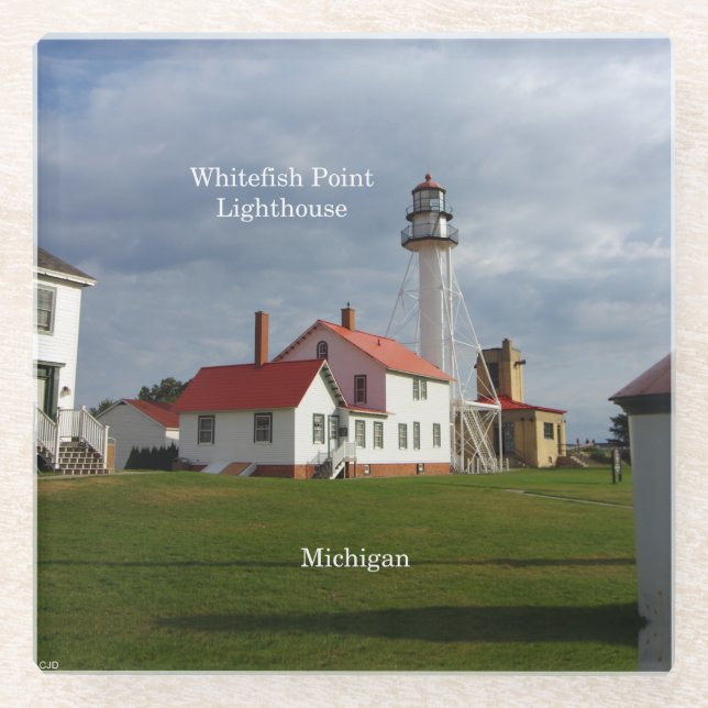Whitefish Point Lighthouse glass coaster (Front)