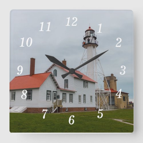 Whitefish Point Lighthouse Square Wall Clock