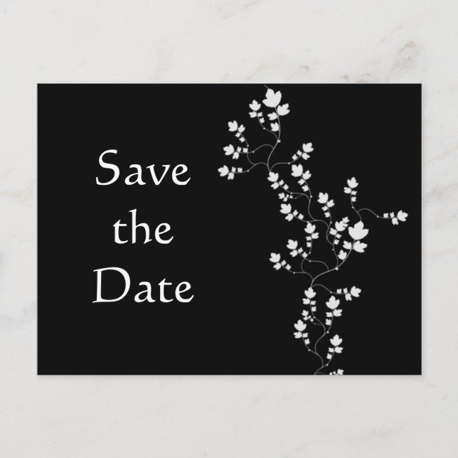 whiteflowers, Save the Date Announcement Postcard (Front)