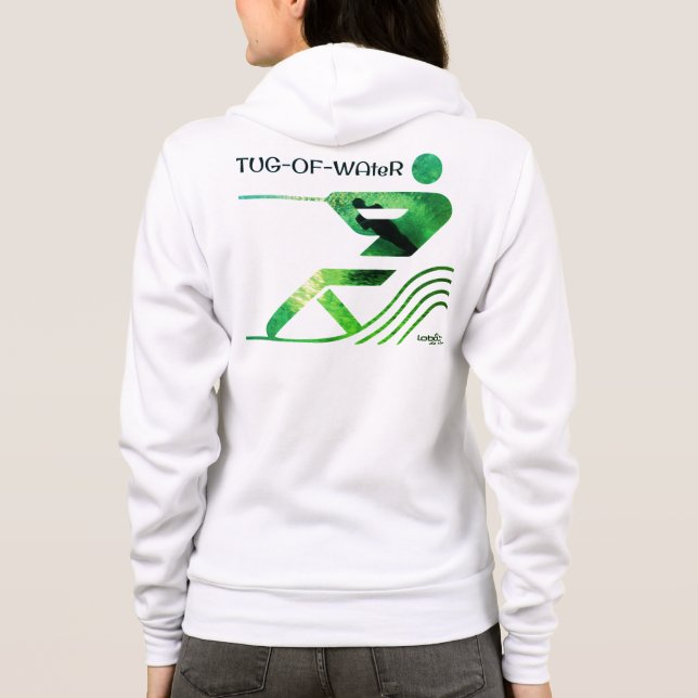 WhiteGreen Tugofwater Ladies Hoodie by lobodorio (Back)