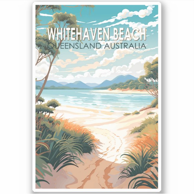 Whitehaven Beach Queensland Australia Travel Art Sticker (Front)