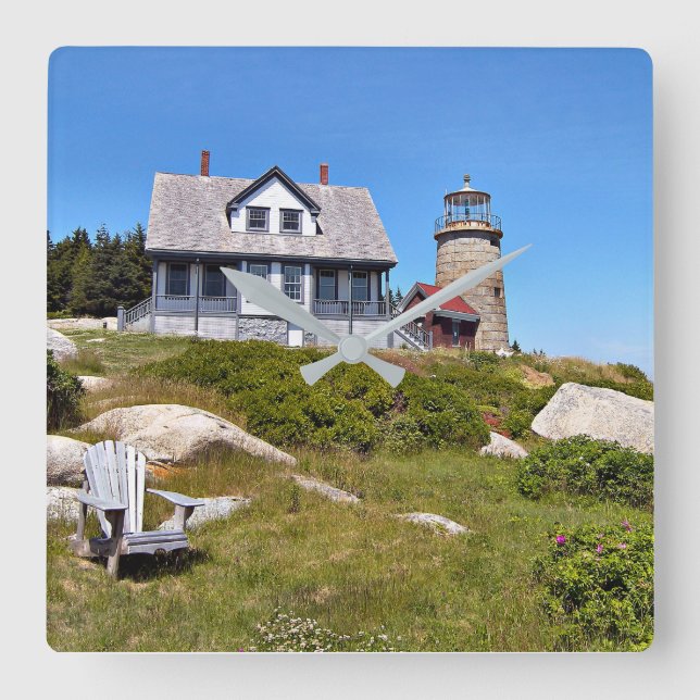 Whitehead Island Lighthouse, Maine Square Wall Clock (Front)