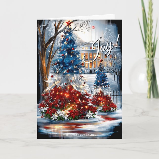 Whitehouse Red White Blue Christmas Trees  Card (Front)