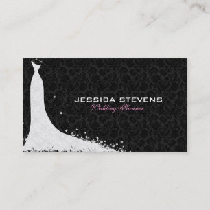 WhiteLace Wedding Dress On Black Business Card