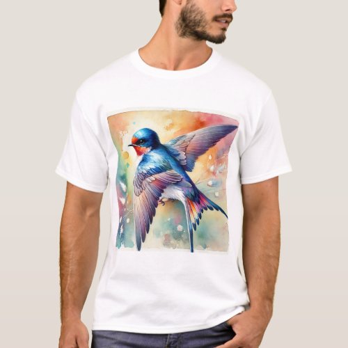 Whitelegged Swallow 060724AREF119 _ Watercolor T_Shirt