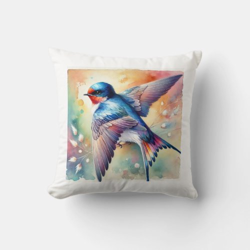 Whitelegged Swallow 060724AREF119 _ Watercolor Throw Pillow