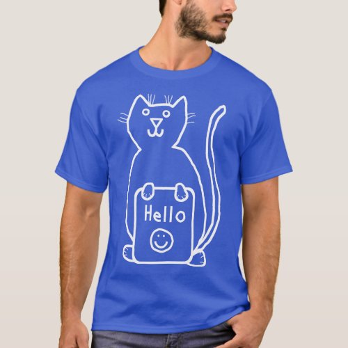 Whiteline Cute Cat says Hello T_Shirt