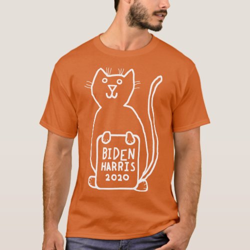 Whiteline Cute Cat with  Sign T_Shirt