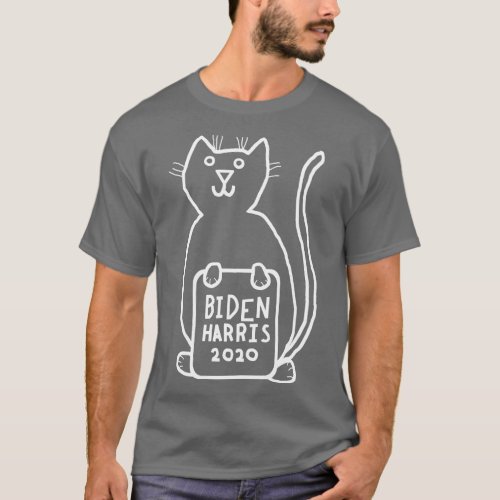 Whiteline Cute Cat with  Sign T_Shirt