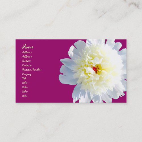 whitepeony3, Name, Address 1, Address 2, Contac... Business Card