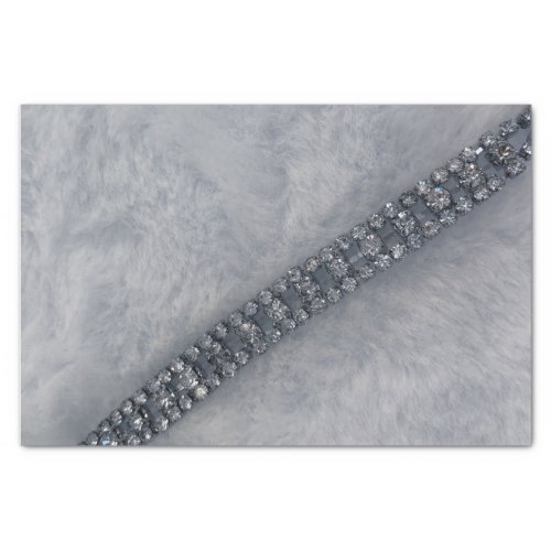 Whiter Faux Fur and Diamonds Tissue Paper