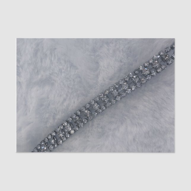 Whiter Faux Fur and Diamonds Tissue Paper (Front)