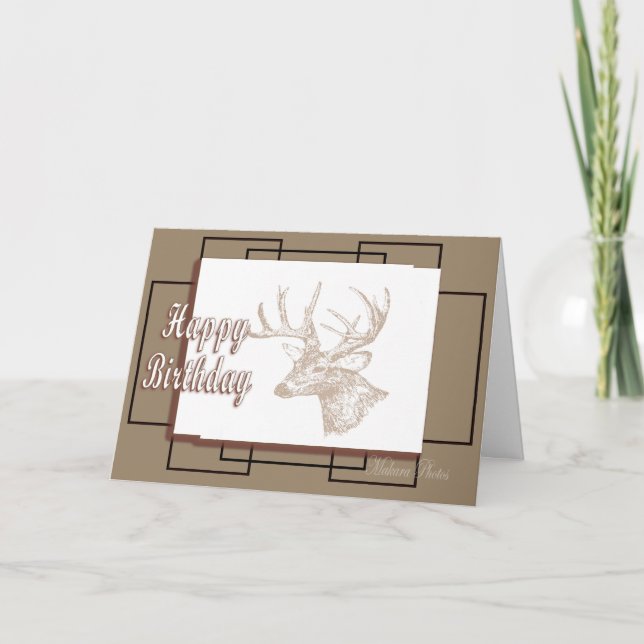 Whitetail Bday-customize Letterpress Thank You Card (Front)