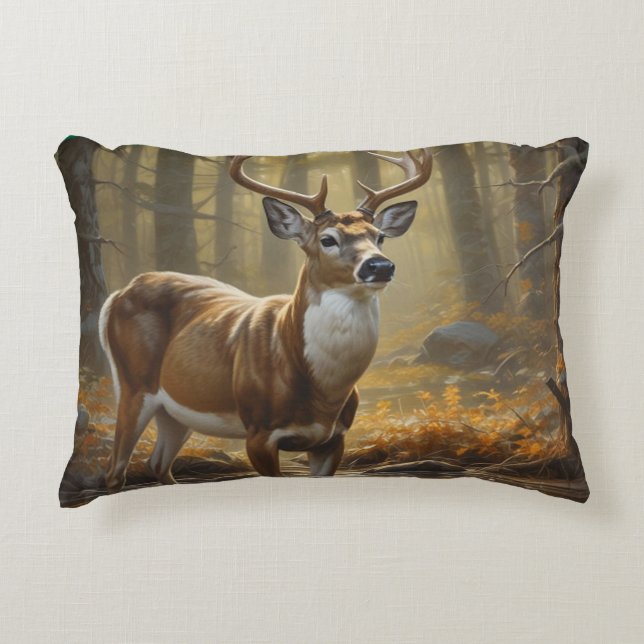 Whitetail Buck Accent Pillow (Front)