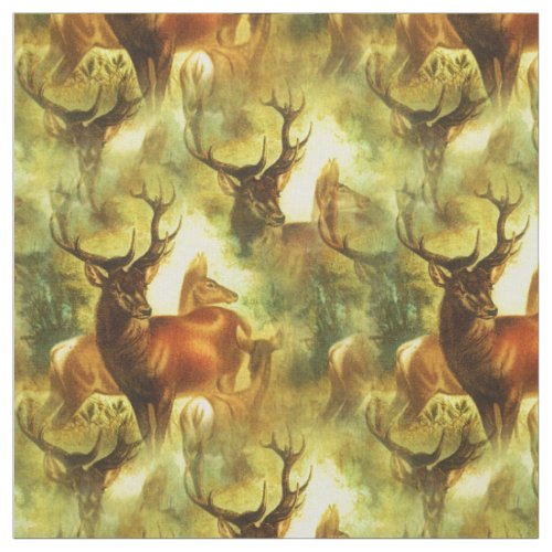 Whitetail Buck and Doe  Fabric