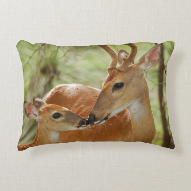 Whitetail Buck And Fawn Bonding Accent Pillow (Front)