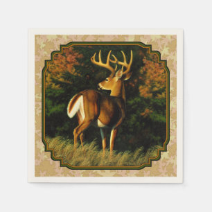 Whitetail Buck Autumn Leaves Paper Napkins