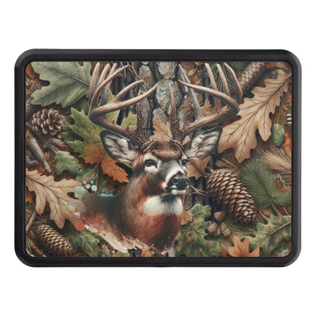 Whitetail Buck Camo Trailer Hitch Cover  (Front)