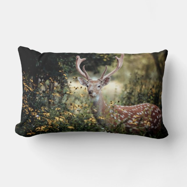 Whitetail Buck Deer awesome Hunting Lumbar Pillow (Front)