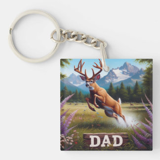 Whitetail Buck Deer Dad Keychain