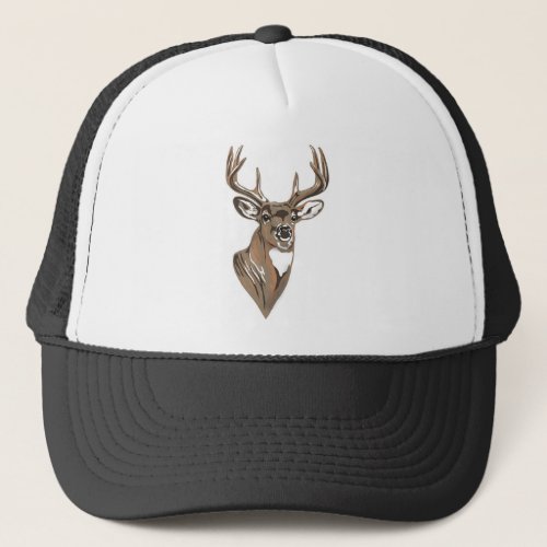 Whitetail Buck Deer Head Trucker Hat