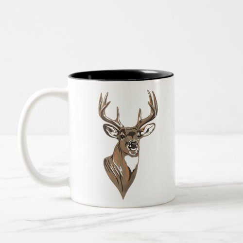 Whitetail Buck Deer Head Two_Tone Coffee Mug