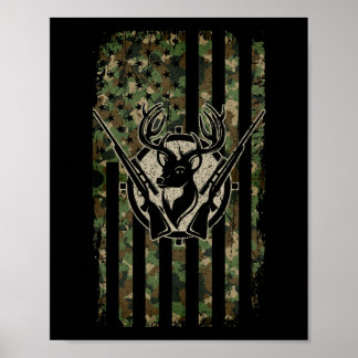 Whitetail Buck Deer Hunting American Camouflage Poster